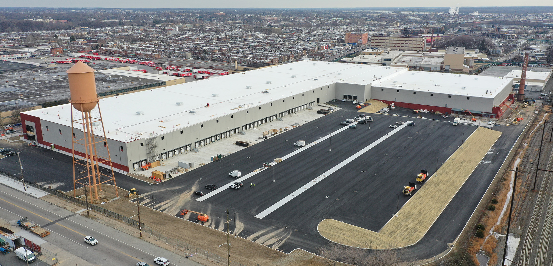 An aerial view of Crown 95 Logistics Center in Philadelphia, PA
