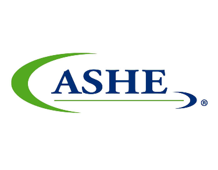 The logo of Ashe, showcasing their signage, a large green arc on the left and a smaller blue arc to the right and next to the green underline of the signage.